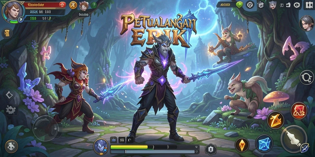 Tampilan gameplay menarik di dunia RPG yang kaya.