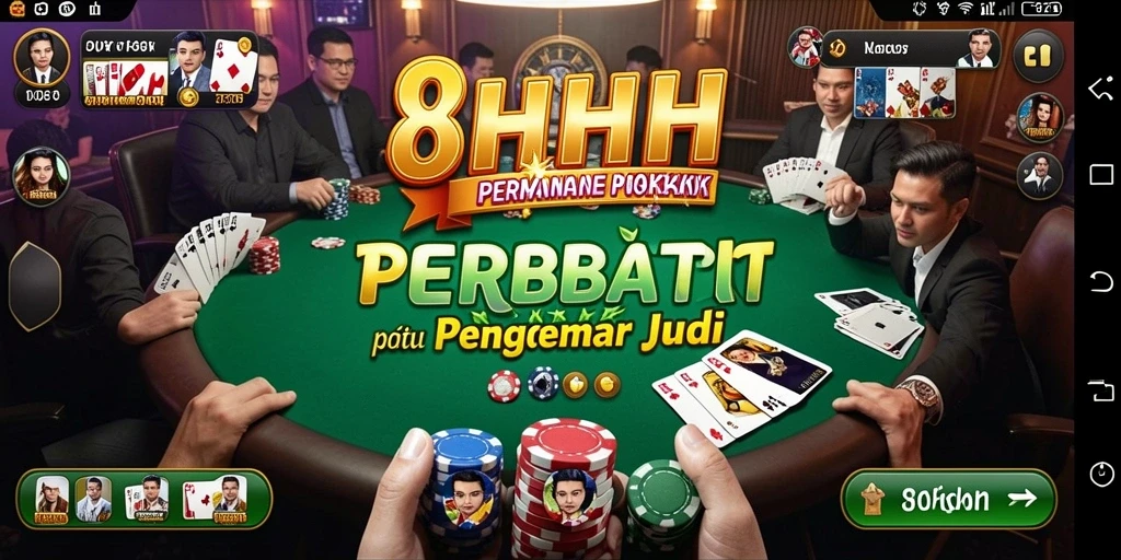Tangkapan layar dari gameplay seru 8HHH dalam pertandingan Poker.