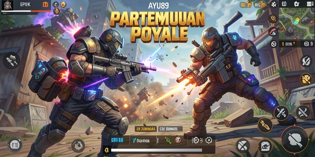Gameplay AYU89 menampilkan aksi pertempuran mendebarkan di arena Battle Royale.