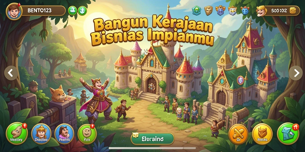 Tampilan gameplay BENTO123 menampilkan keseruan membangun bisnis tycoon.