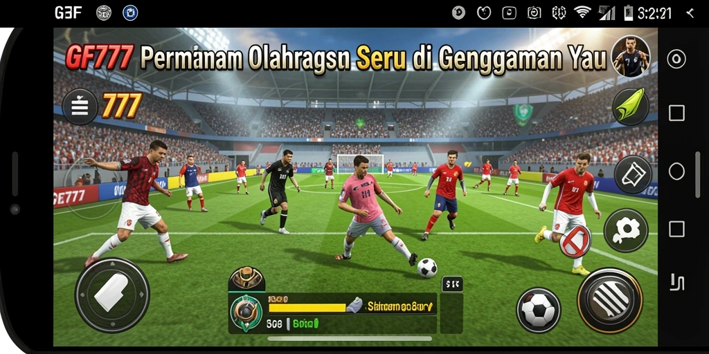 Screenshot gameplay GF777 menampilkan aksi olahraga yang mendebarkan.