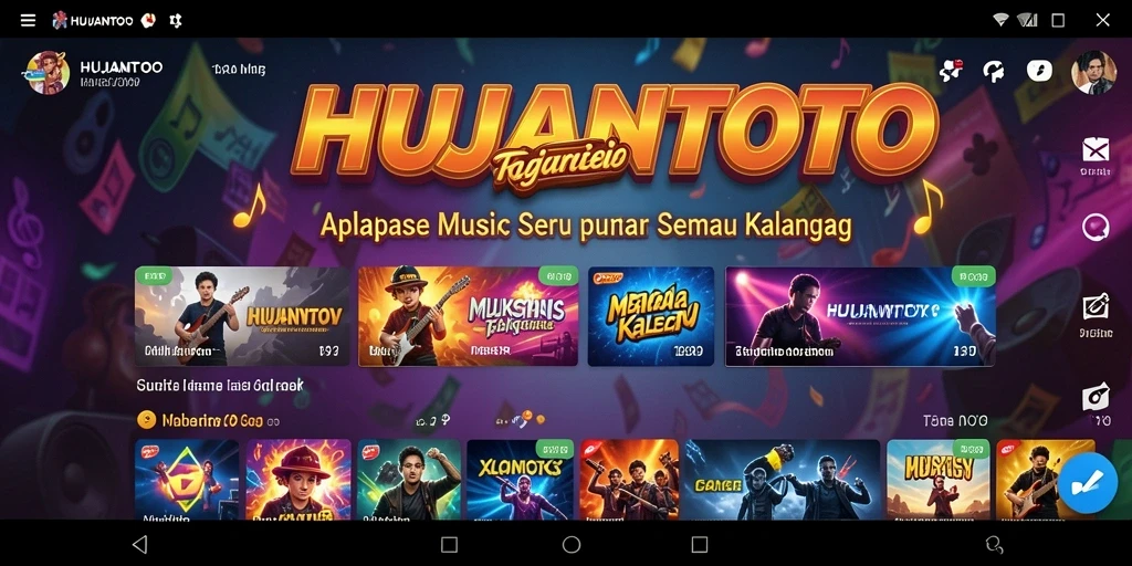 Tampilan gameplay HUJANTOTO yang menampilkan fitur karaoke dan interaksi pengguna.