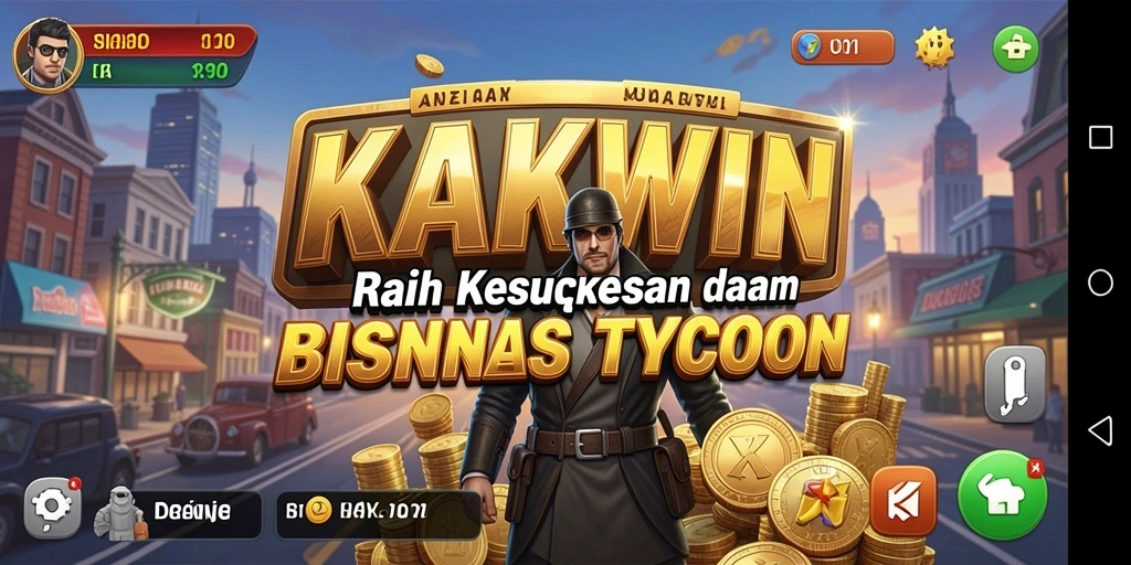 Tampilan gameplay KAKWIN yang menarik dalam mengelola bisnis Tycoon.
