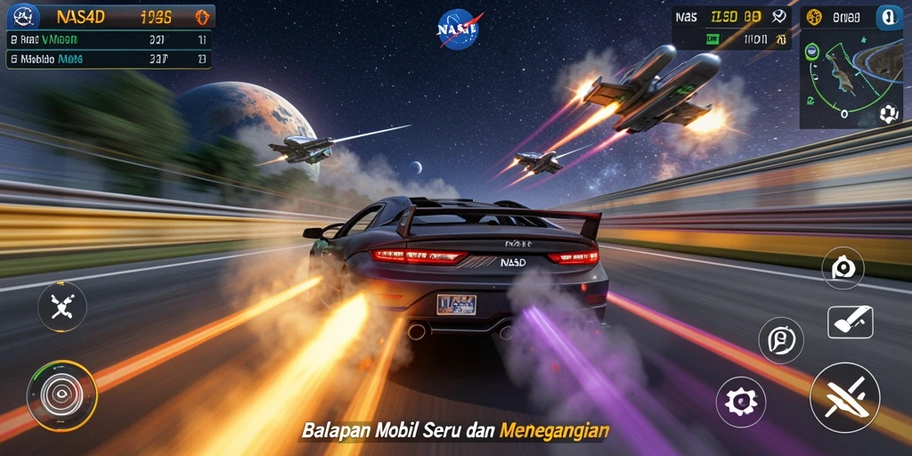 Screenshot NASA4D menampilkan momen balapan seru di trek yang menantang.