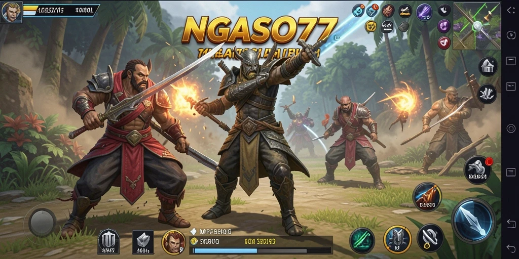 Screenshot gameplay NGASO77 menampilkan pertempuran taktis yang mendebarkan.
