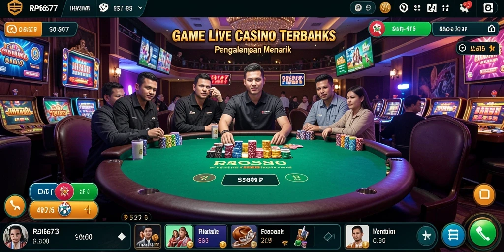 Screenshot gameplay Live Casino RP6677 yang menarik dan interaktif.