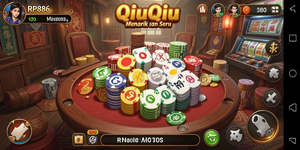 Screenshot gameplay RP886 menampilkan serunya permainan QiuQiu.