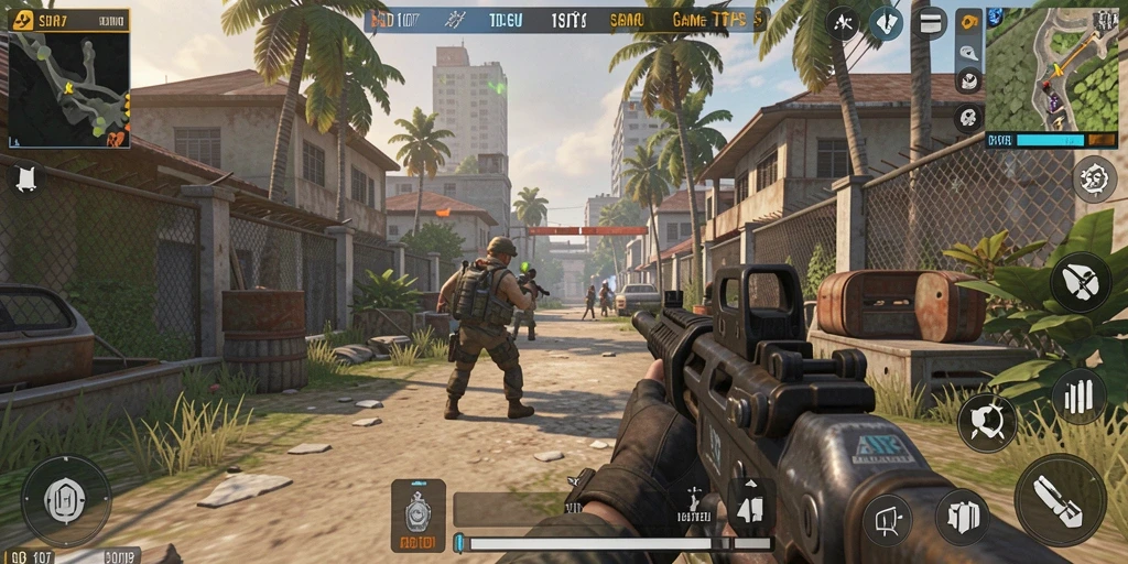 Tampilan gameplay seru di game TPS SD107 dengan aksi tembak-menembak.