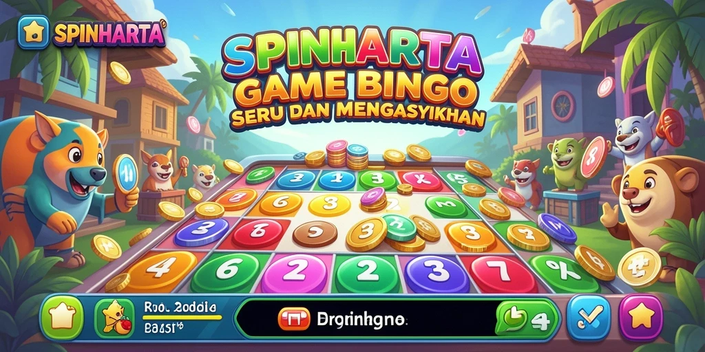 Tampilan gameplay SPINHARTA yang menarik dan interaktif.