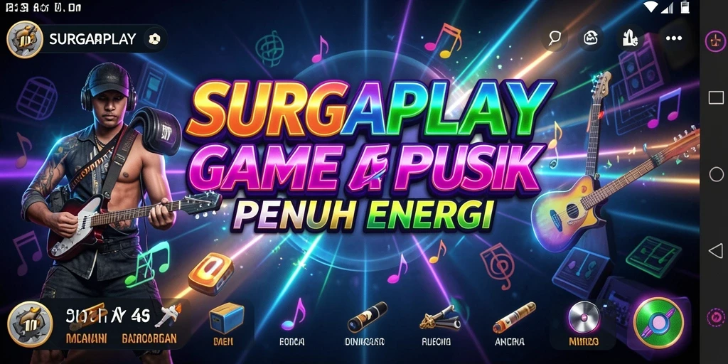 Tampilan gameplay SURGAPLAY dengan berbagai lagu dan tantangan menyanyi.