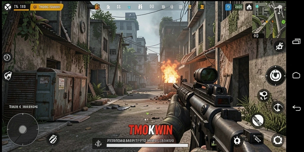 Screenshot gameplay TPS yang menampilkan aksi menegangkan di TMOKWIN.