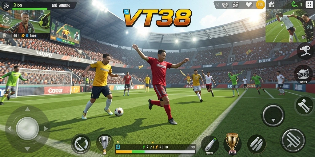 Tangkapan layar utama VT38 menunjukkan aksi intens di lapangan.